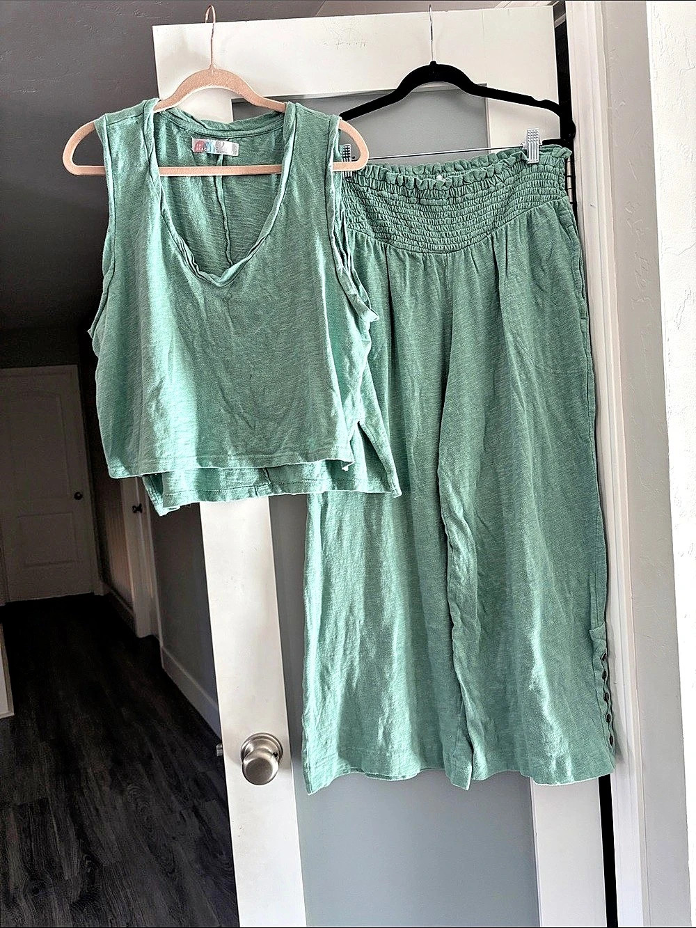 FP Beach Sage Green Wide Leg Set Size Large
